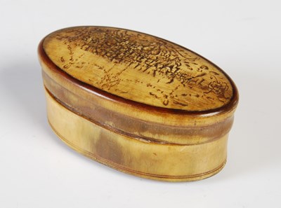 Lot 312 - An 18th century blonde horn oval snuff box,...