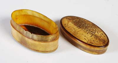 Lot 312 - An 18th century blonde horn oval snuff box,...