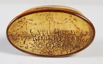 Lot 312 - An 18th century blonde horn oval snuff box,...