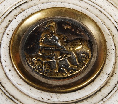 Lot 369 - An early 19th century bone circular snuff box,...