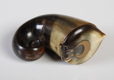 Lot 327 - A 19th century Scottish curly horn snuff mull,...