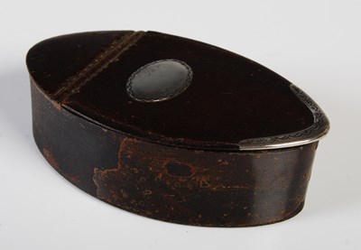 Lot 316 - A Scottish leather navette-shaped snuff box,...