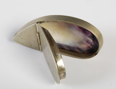 Lot 271 - A 19th century mussel shell snuff box, with...