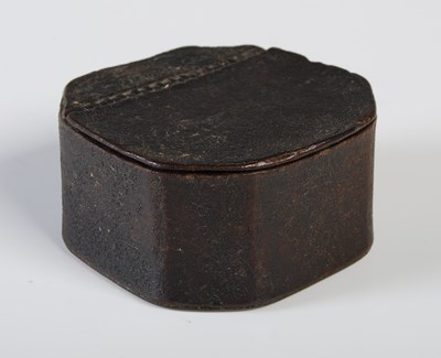 Lot 334 - A Scottish leather cut-cornered square snuff...