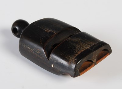 Lot 359 - A 19th century horn double whistle inset with...