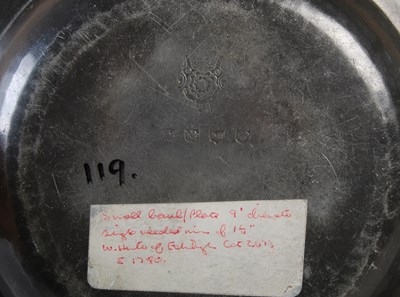 Lot 194 - An 18th century pewter circular plate, makers...