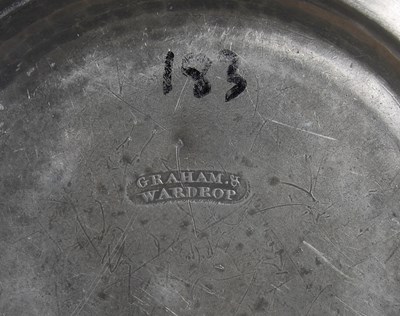 Lot 194 - An 18th century pewter circular plate, makers...