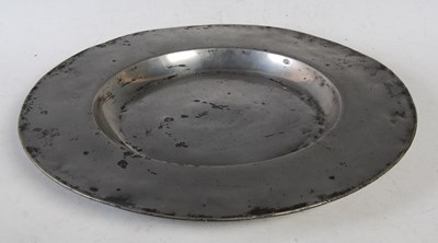 Lot 363 - An 18th century silvered pewter charger with...