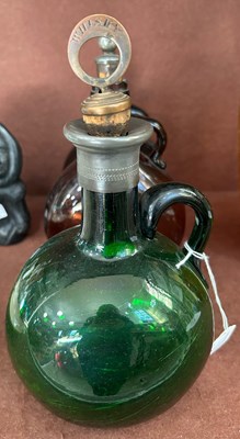 Lot 20 - A 19th century green glass decanter and...