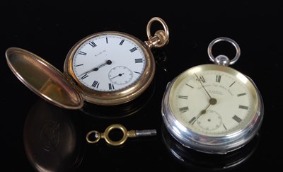 Lot 41 - A yellow metal cased Elgin hunter pocket watch;...