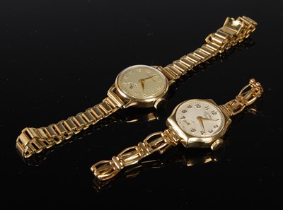 Lot 54 - Two ladies 9ct gold cased wristwatches, one by...