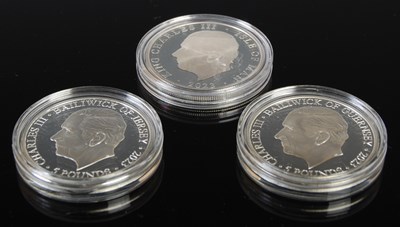 Lot 62 - Three King Charles III silver £5 coins...