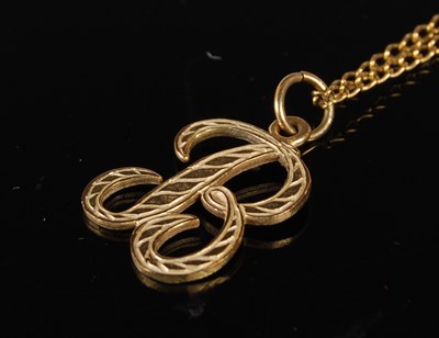 Lot 68 - A 9ct gold pendant in the form of a letter 'B',...