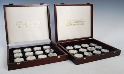 Lot 290 - Two cased sets of twelve silver coins, both...