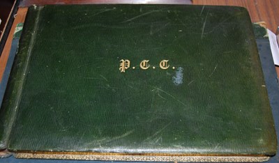 Lot 293 - A vintage green leather hunt book inscribed...