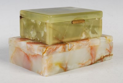 Lot 323 - Two vintage rectangular onyx boxes, 17.5cm...