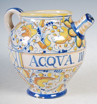 Lot 338 - A Majolica pottery drug jar, inscribed 'Acqva...