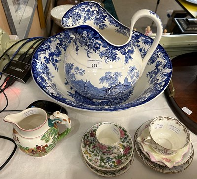 Lot 351 - A Mintons blue printed jug and basin; together...