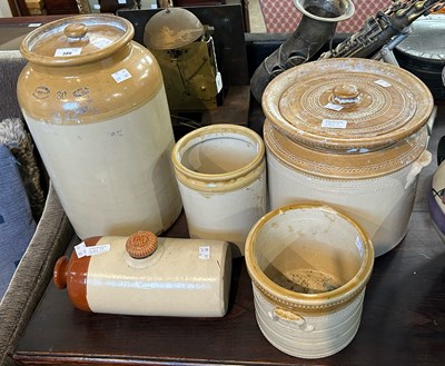 Lot 386 - A stoneware storage jar and cover, 37.5cm high;...