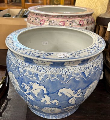 Lot 395 - Two decorative Chinese porcelain fish bowls,...