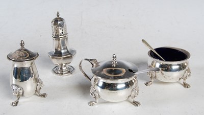 Lot 97 - Four assorted silver cruets, silver weight 8.2...