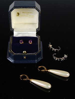 Lot 145 - Three pairs of assorted earrings.