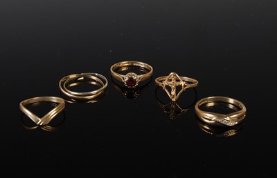 Lot 168 - Five assorted 9ct gold rings, gross weight...