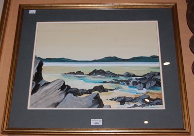 Lot 609 - Walter M. Fleming, Rocks on the Shore, acrylic,...