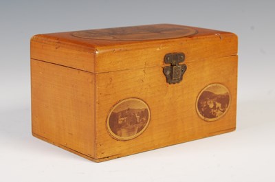 Lot 190 - A Mauchline ware rectangular box decorated...