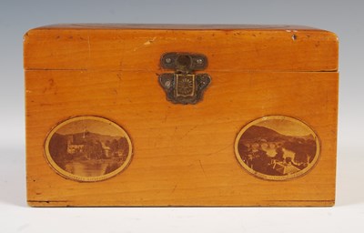 Lot 190 - A Mauchline ware rectangular box decorated...