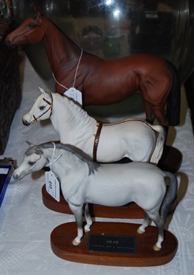 Lot 415 - Three Beswick matt glazed horse figures to...