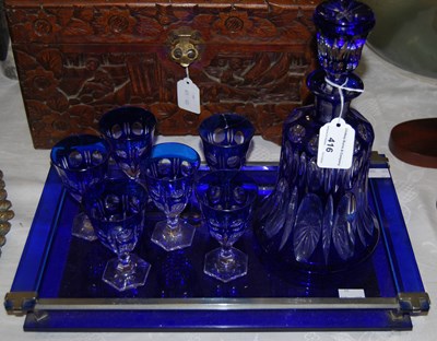 Lot 416 - An early 20th century clear and blue glass...