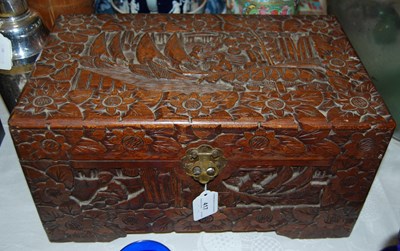 Lot 417 - A Chinese camphorwood table top casket, late...