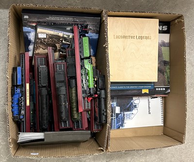 Lot 472 - Two boxes - assorted model locomotives; books;...