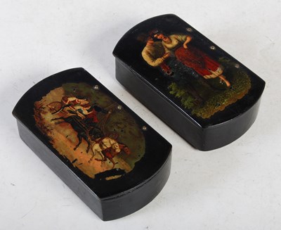 Lot 233 - A pair of antique Russian papier-mâché snuff...