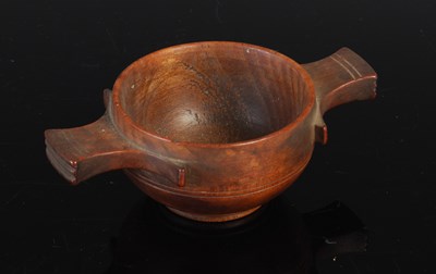 Lot 231 - An antique Scottish treen quaich, 12.5cm wide...