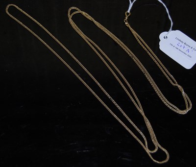 Lot 207A - A long yellow metal watch chain, unmarked,...