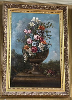 Lot 498 - Old Master School  
Still life with urn, mixed...