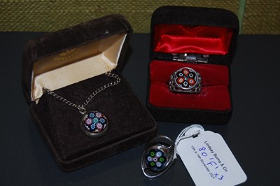 Lot 80F - A Caithness glass silver mounted millefiori...