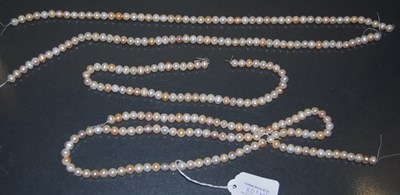 Lot 80H - Five assorted pearl necklaces (four strung in...