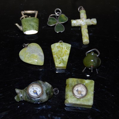 Lot 79B - A collection of eight assorted green stone...