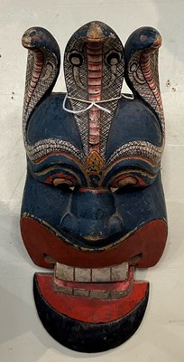 Lot 570 - Two Indian carved and painted wood tribal...