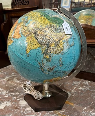 Lot 580 - A globe form table lamp on hexagonal plinth,...