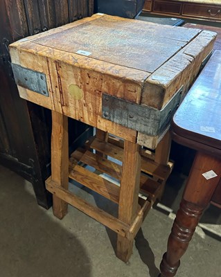 Lot 608 - A 20th century butchers block, 46cm square x...