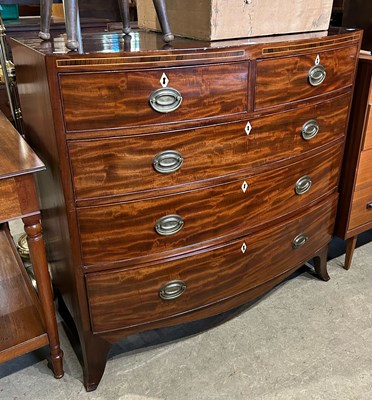 Lot 613 - A 19th century mahogany bowfront chest, fitted...