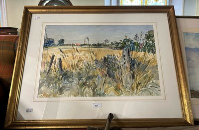 Lot 631 - Alexander S Burns RSW  
Harvest fields in the...