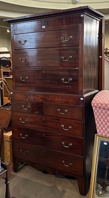 Lot 650 - An antique mahogany two part chest on chest,...