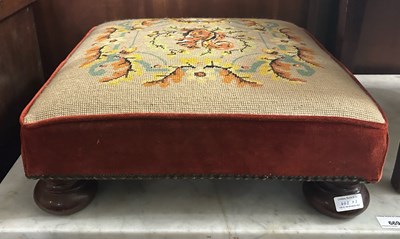 Lot 668 - Three assorted needlework upholstered stools.