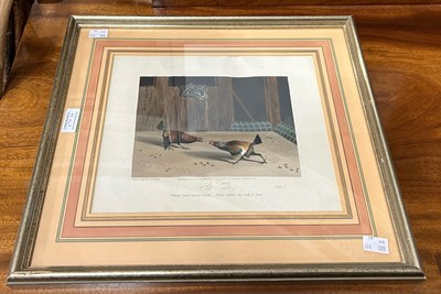 Lot 676 - Six cockerel fighting prints after N. Fielding,...