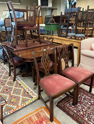 Lot 698 - A reproduction mahogany twin pedestal dining...